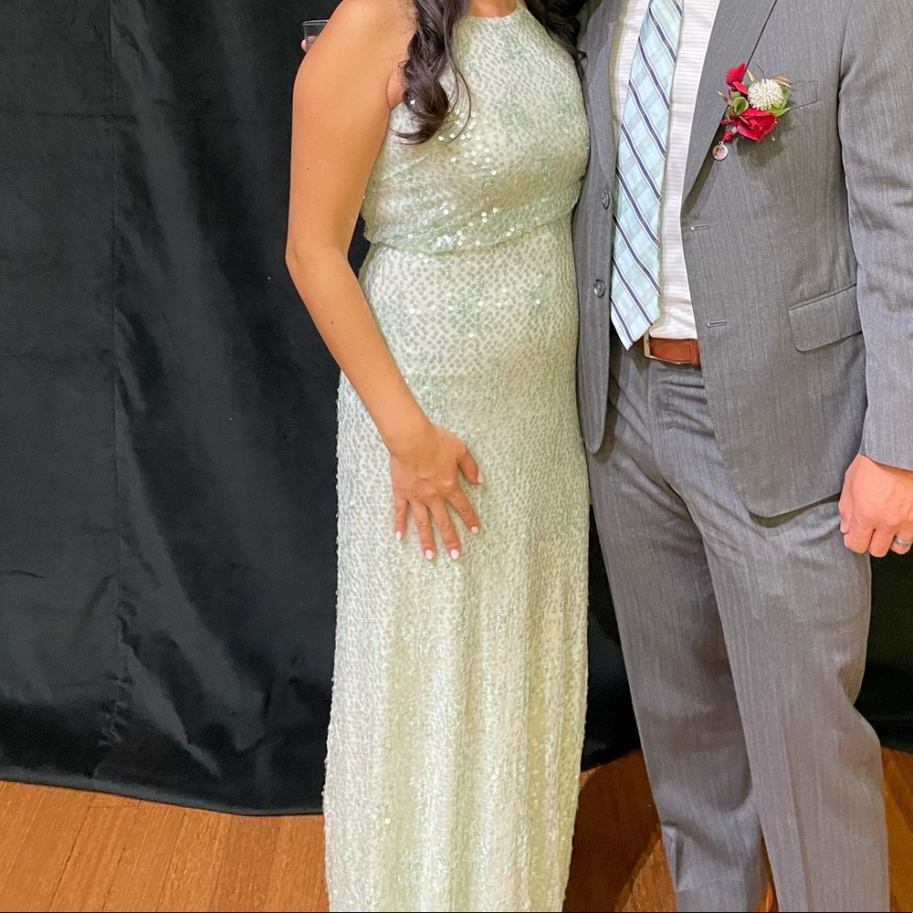 Sequined dress in sea foam green. Worn once to an event.